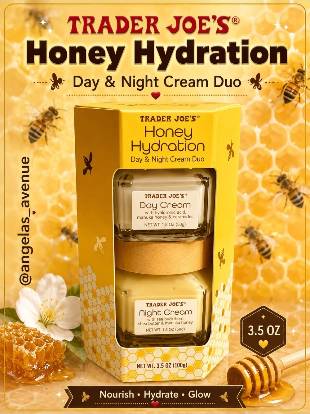 Trader Joe's 𝐋𝐢𝐦𝐢𝐭𝐞𝐝-𝐞𝐝𝐢𝐭𝐢𝐨𝐧 Honey Hydration Day & Night Cream Duo